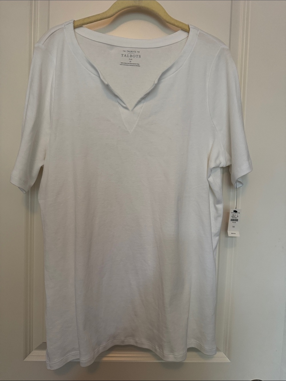 Talbots White V-Neck Short-Sleeve Shirt